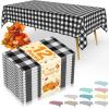 imageSmiry Disposable Table Cloth 12 Pack 84 Inch Round Waterproof Plastic Tablecloth Decorative Rectangle Table Covers for Party Birthday Picnic WhiteBlack and White