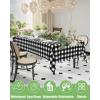 imageSmiry Disposable Table Cloth 12 Pack 84 Inch Round Waterproof Plastic Tablecloth Decorative Rectangle Table Covers for Party Birthday Picnic WhiteBlack and White