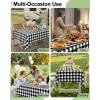 imageSmiry Disposable Table Cloth 12 Pack 84 Inch Round Waterproof Plastic Tablecloth Decorative Rectangle Table Covers for Party Birthday Picnic WhiteBlack and White