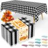imageSmiry Disposable Table Cloth 12 Pack 84 Inch Round Waterproof Plastic Tablecloth Decorative Rectangle Table Covers for Party Birthday Picnic WhiteBlack and White