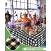 imageSmiry Disposable Table Cloth 12 Pack 84 Inch Round Waterproof Plastic Tablecloth Decorative Rectangle Table Covers for Party Birthday Picnic WhiteBlack and White