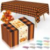 imageSmiry Disposable Table Cloth 12 Pack 84 Inch Round Waterproof Plastic Tablecloth Decorative Rectangle Table Covers for Party Birthday Picnic WhiteBlack and Orange
