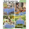 imageSmiry Disposable Table Cloth 12 Pack 84 Inch Round Waterproof Plastic Tablecloth Decorative Rectangle Table Covers for Party Birthday Picnic WhiteBlue and White