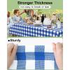 imageSmiry Disposable Table Cloth 12 Pack 84 Inch Round Waterproof Plastic Tablecloth Decorative Rectangle Table Covers for Party Birthday Picnic WhiteBlue and White