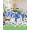 imageSmiry Disposable Table Cloth 12 Pack 84 Inch Round Waterproof Plastic Tablecloth Decorative Rectangle Table Covers for Party Birthday Picnic WhiteBlue and White