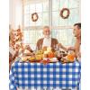 imageSmiry Disposable Table Cloth 12 Pack 84 Inch Round Waterproof Plastic Tablecloth Decorative Rectangle Table Covers for Party Birthday Picnic WhiteBlue and White