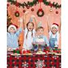 imageSmiry Disposable Table Cloth 12 Pack 84 Inch Round Waterproof Plastic Tablecloth Decorative Rectangle Table Covers for Party Birthday Picnic WhiteChristmas Red