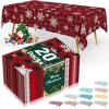 imageSmiry Disposable Table Cloth 12 Pack 84 Inch Round Waterproof Plastic Tablecloth Decorative Rectangle Table Covers for Party Birthday Picnic WhiteChristmas Red
