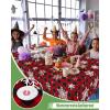 imageSmiry Disposable Table Cloth 12 Pack 84 Inch Round Waterproof Plastic Tablecloth Decorative Rectangle Table Covers for Party Birthday Picnic WhiteChristmas Red