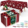 imageSmiry Disposable Table Cloth 12 Pack 84 Inch Round Waterproof Plastic Tablecloth Decorative Rectangle Table Covers for Party Birthday Picnic WhiteChristmas Red