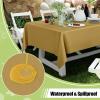 imageSmiry Disposable Table Cloth 12 Pack 84 Inch Round Waterproof Plastic Tablecloth Decorative Rectangle Table Covers for Party Birthday Picnic WhiteGold