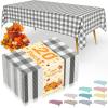 imageSmiry Disposable Table Cloth 12 Pack 84 Inch Round Waterproof Plastic Tablecloth Decorative Rectangle Table Covers for Party Birthday Picnic WhiteGrey and White