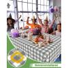 imageSmiry Disposable Table Cloth 12 Pack 84 Inch Round Waterproof Plastic Tablecloth Decorative Rectangle Table Covers for Party Birthday Picnic WhiteGrey and White