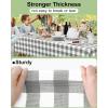 imageSmiry Disposable Table Cloth 12 Pack 84 Inch Round Waterproof Plastic Tablecloth Decorative Rectangle Table Covers for Party Birthday Picnic WhiteGrey and White