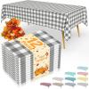 imageSmiry Disposable Table Cloth 12 Pack 84 Inch Round Waterproof Plastic Tablecloth Decorative Rectangle Table Covers for Party Birthday Picnic WhiteGrey and White
