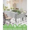 imageSmiry Disposable Table Cloth 12 Pack 84 Inch Round Waterproof Plastic Tablecloth Decorative Rectangle Table Covers for Party Birthday Picnic WhiteGrey and White
