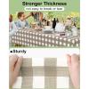 imageSmiry Disposable Table Cloth 12 Pack 84 Inch Round Waterproof Plastic Tablecloth Decorative Rectangle Table Covers for Party Birthday Picnic WhiteKhaki and White