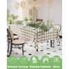 imageSmiry Disposable Table Cloth 12 Pack 84 Inch Round Waterproof Plastic Tablecloth Decorative Rectangle Table Covers for Party Birthday Picnic WhiteKhaki and White