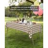 imageSmiry Disposable Table Cloth 12 Pack 84 Inch Round Waterproof Plastic Tablecloth Decorative Rectangle Table Covers for Party Birthday Picnic WhiteKhaki and White
