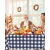 imageSmiry Disposable Table Cloth 12 Pack 84 Inch Round Waterproof Plastic Tablecloth Decorative Rectangle Table Covers for Party Birthday Picnic WhiteNavy and White