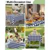 imageSmiry Disposable Table Cloth 12 Pack 84 Inch Round Waterproof Plastic Tablecloth Decorative Rectangle Table Covers for Party Birthday Picnic WhiteNavy and White
