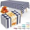 imageSmiry Disposable Table Cloth 12 Pack 84 Inch Round Waterproof Plastic Tablecloth Decorative Rectangle Table Covers for Party Birthday Picnic WhiteNavy and White