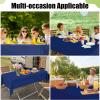 imageSmiry Disposable Table Cloth 12 Pack 84 Inch Round Waterproof Plastic Tablecloth Decorative Rectangle Table Covers for Party Birthday Picnic WhiteNavy