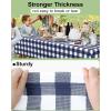 imageSmiry Disposable Table Cloth 12 Pack 84 Inch Round Waterproof Plastic Tablecloth Decorative Rectangle Table Covers for Party Birthday Picnic WhiteNavy and White