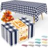 imageSmiry Disposable Table Cloth 12 Pack 84 Inch Round Waterproof Plastic Tablecloth Decorative Rectangle Table Covers for Party Birthday Picnic WhiteNavy and White