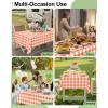 imageSmiry Disposable Table Cloth 12 Pack 84 Inch Round Waterproof Plastic Tablecloth Decorative Rectangle Table Covers for Party Birthday Picnic WhiteOrange and White