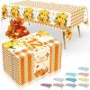 imageSmiry Disposable Table Cloth 12 Pack 84 Inch Round Waterproof Plastic Tablecloth Decorative Rectangle Table Covers for Party Birthday Picnic WhiteOrange