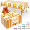 imageSmiry Disposable Table Cloth 12 Pack 84 Inch Round Waterproof Plastic Tablecloth Decorative Rectangle Table Covers for Party Birthday Picnic WhiteOrange