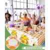 imageSmiry Disposable Table Cloth 12 Pack 84 Inch Round Waterproof Plastic Tablecloth Decorative Rectangle Table Covers for Party Birthday Picnic WhiteOrange