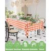 imageSmiry Disposable Table Cloth 12 Pack 84 Inch Round Waterproof Plastic Tablecloth Decorative Rectangle Table Covers for Party Birthday Picnic WhiteOrange and White