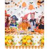 imageSmiry Disposable Table Cloth 12 Pack 84 Inch Round Waterproof Plastic Tablecloth Decorative Rectangle Table Covers for Party Birthday Picnic WhiteOrange