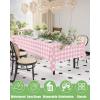 imageSmiry Disposable Table Cloth 12 Pack 84 Inch Round Waterproof Plastic Tablecloth Decorative Rectangle Table Covers for Party Birthday Picnic WhitePink and White