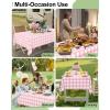 imageSmiry Disposable Table Cloth 12 Pack 84 Inch Round Waterproof Plastic Tablecloth Decorative Rectangle Table Covers for Party Birthday Picnic WhitePink and White