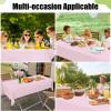imageSmiry Disposable Table Cloth 12 Pack 84 Inch Round Waterproof Plastic Tablecloth Decorative Rectangle Table Covers for Party Birthday Picnic WhitePink