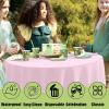 imageSmiry Disposable Table Cloth 12 Pack 84 Inch Round Waterproof Plastic Tablecloth Decorative Rectangle Table Covers for Party Birthday Picnic WhitePink