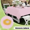 imageSmiry Disposable Table Cloth 12 Pack 84 Inch Round Waterproof Plastic Tablecloth Decorative Rectangle Table Covers for Party Birthday Picnic WhitePink