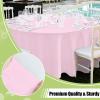 imageSmiry Disposable Table Cloth 12 Pack 84 Inch Round Waterproof Plastic Tablecloth Decorative Rectangle Table Covers for Party Birthday Picnic WhitePink
