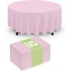 imageSmiry Disposable Table Cloth 12 Pack 84 Inch Round Waterproof Plastic Tablecloth Decorative Rectangle Table Covers for Party Birthday Picnic WhitePink