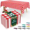 imageSmiry Disposable Table Cloth 12 Pack 84 Inch Round Waterproof Plastic Tablecloth Decorative Rectangle Table Covers for Party Birthday Picnic WhiteRed and White