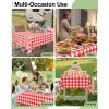 imageSmiry Disposable Table Cloth 12 Pack 84 Inch Round Waterproof Plastic Tablecloth Decorative Rectangle Table Covers for Party Birthday Picnic WhiteRed and White