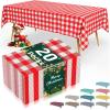 imageSmiry Disposable Table Cloth 12 Pack 84 Inch Round Waterproof Plastic Tablecloth Decorative Rectangle Table Covers for Party Birthday Picnic WhiteRed and White