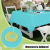 imageSmiry Disposable Table Cloth 12 Pack 84 Inch Round Waterproof Plastic Tablecloth Decorative Rectangle Table Covers for Party Birthday Picnic WhiteTeal