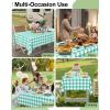 imageSmiry Disposable Table Cloth 12 Pack 84 Inch Round Waterproof Plastic Tablecloth Decorative Rectangle Table Covers for Party Birthday Picnic WhiteTeal and White