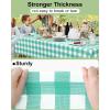 imageSmiry Disposable Table Cloth 12 Pack 84 Inch Round Waterproof Plastic Tablecloth Decorative Rectangle Table Covers for Party Birthday Picnic WhiteTeal and White