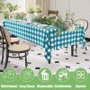 imageSmiry Disposable Table Cloth 12 Pack 84 Inch Round Waterproof Plastic Tablecloth Decorative Rectangle Table Covers for Party Birthday Picnic WhiteTurquoise and White