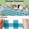 imageSmiry Disposable Table Cloth 12 Pack 84 Inch Round Waterproof Plastic Tablecloth Decorative Rectangle Table Covers for Party Birthday Picnic WhiteTurquoise and White